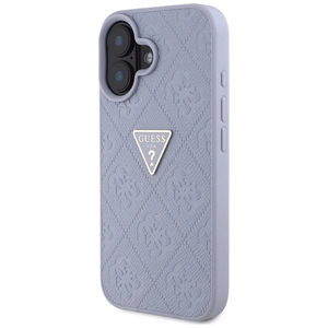 Guess Hot Stamp 4G Pattern Triangle Metal Logo iPhone 16 Suojakuori - violetti