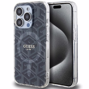 Guess IML GCube MagSafe Suojakuori iPhone 15 Pro:lle - musta