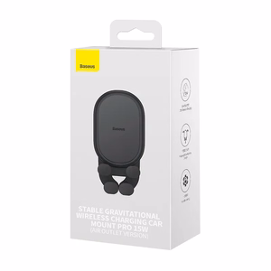 Vakaa painovoimatoiminen langattomasti lataava autoteline Baseus Pro 15W (musta)