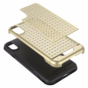 Zizo Star Diamond Hybrid suojakuori laitteelle iPhone X, kullanvärinen ja musta