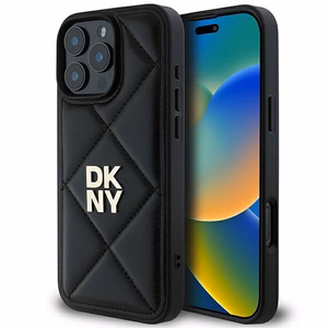 DKNY Quilted Stack Logo iPhone 16 Pro:lle Suojakuori - Musta