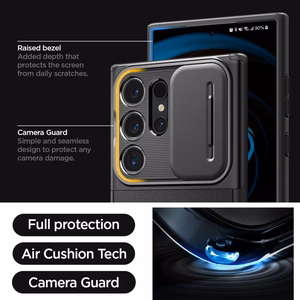 Spigen Optik Armor suojakuori Samsung Galaxy S24 Ultra:lle musta