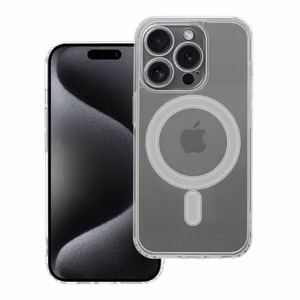 Suojakuori iPhone 15 PRO:lle Clear Mag Cover (STR / CAMERA PROTECTION) yhteensopiva MagSafen kanssa läpinäkyvä