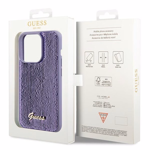 Guess Sequin Script Metal Suojakuori iPhone 15 Pro:lle - violetti