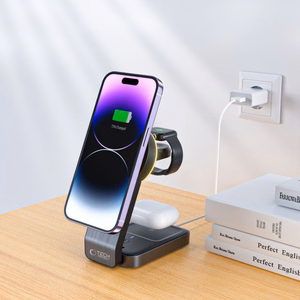Tech-Protect QI15W-A28 MagSafe 3in1 Inductive Charger with Smartphone / Apple Watch / AirPods Stand - Black
