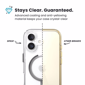 Speck Presidio Perfect Clear MagSafe - iPhone 17 suojakuori (läpinäkyvä / hopeinen)
