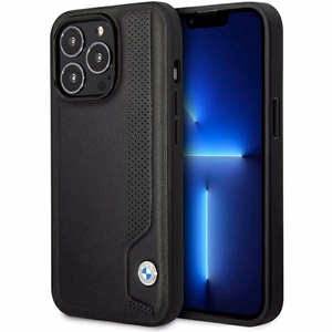 BMW BMHCP14L22RBDK Suojakuori iPhone 14 Pro 6.1" musta/musta kovakuori Nahkainen Blue Dots