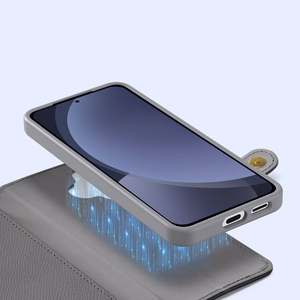 Dux Ducis Lawa Nahkainen Suojakuori Samsung Galaxy S25+:lle irrotettavalla magneettisella lompakolla - Harmaa