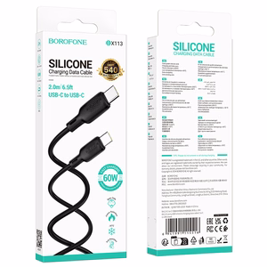 USB-kaapeli Borofone BX113 60W USB-C - USB-C 2.0m musta