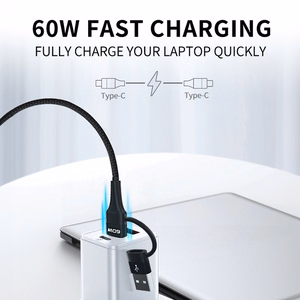 Wozinsky WNBAA 4in1 kaapeli 2x USB-C 1x USB-A 1x Lightning 60W 1 m - musta