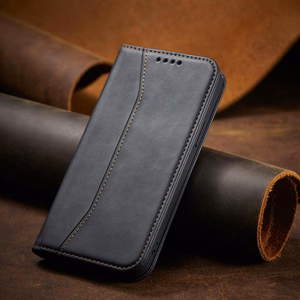 Magneetti Fancy Case tapauksessa iPhone 14 Pro Max flip kansi lompakko jalusta musta
