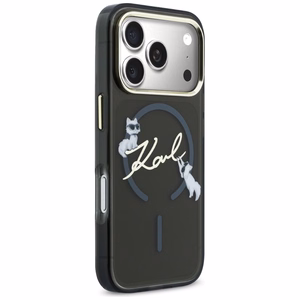 Karl Lagerfeld IML Choupettes Karl Script Logo MagSafe Suojakuori iPhone 17 Pro:lle - Musta