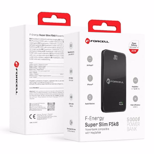 Varavirtalähde MagSafella Forcell F-Energy SuperSlim F5K8 QC4.0 PD3.0 15W 5000 mAh musta