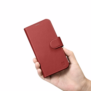iCarer Lompakko Kotelo 2in1 Cover iPhone 14 Pro Max Nahka Flip Cover Anti-RFID Punainen (WMI14220728-RD)