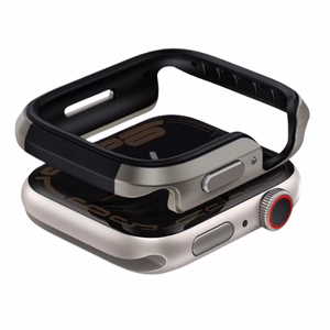 Uniq Valencia kotelo Apple Watch Series 46mm hopea/titaaninhopea