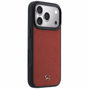 Mercedes Leather Mesh with Bow Line MagSafe -suojakuori iPhone 17 Pro Max -mallille, punainen