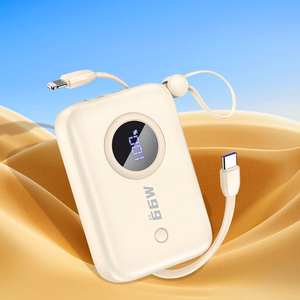 Dudao K14 10000mAh tehopankki USB-C / Lightning-kaapeleilla - beige
