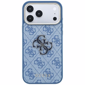 Guess 4G & Big Resin Logo -suojakuori iPhone 17 Pro Max / 18 Pro Max -malleille, vaaleansininen