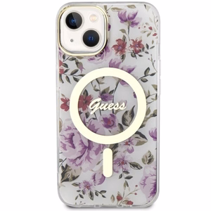 Guess GUHMP14SHCFWST iPhone 14 6,1 läpinäkyvä suojakuori Magsafe IML Flower
