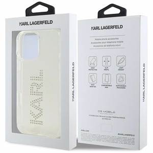 Karl Lagerfeld IML Rhinestones Logo iPhone 16 Pro Suojakuori - Läpinäkyvä