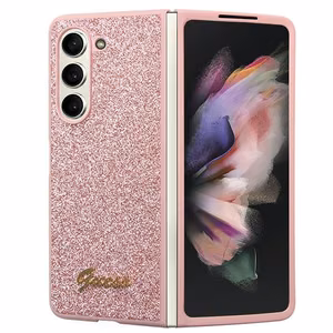 Guess Glitter Script Suojakuori Samsung Galaxy Z Fold 5:lle - vaaleanpunainen