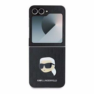 Karl Lagerfeld Saffiano Monogram Suojakuori Samsung Galaxy Z Flip 6:lle - Musta