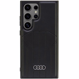 Audi Synteettinen Nahka MagSafe S24 Ultra S928 Musta/Musta Kova Suojakuori AU-TPUPCMS24U-Q5/D1-BK