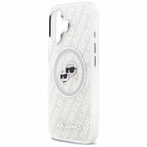 Karl Lagerfeld IML Glitter Karl & Choupette Heads Logo MagSafe -suojakuori iPhone 17 - harmaa