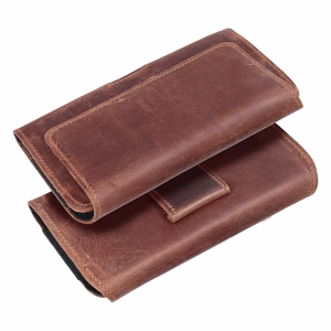 Horizontal Leather Belt Phone Pouch for iPhone 12 Mini / 13 Mini, Samsung Galaxy A40 / S8, Xiaomi 12 / Redmi 5A, Royal Crazy Horse, Size M, Brown