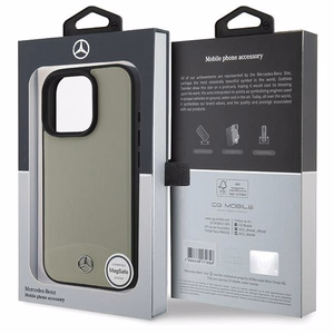 Mercedes MB Textured and Plain Nahkainen MagSafe Suojakuori iPhone 16 Pro Max:lle - Beige