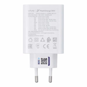 VIVO alkuperainen laturi Flash Charge USB C 3A 120W V12060L1B0 valkoinen bulk