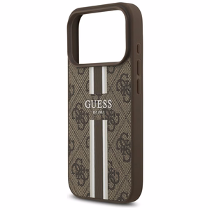 Guess 4G Printed Stripes MagSafe suojakuori iPhone 17 Pro:lle ruskea