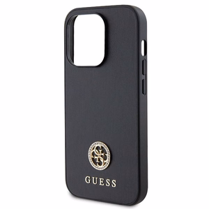Guess GUHCP15LPS4DGPK iPhone 15 Pro 6,1 musta/musta kovakuori Strass Metal Logo