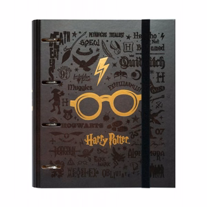 Harry Potter A4 -kansio 4 renkaalla ja kuminauhalla