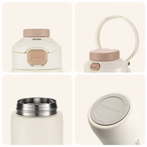 Rockbros S550H-1 700 ml termospullo magneettisella pidikkeellä ja kiinnityshihnalla - beige