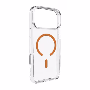 Puro Lite Mag TPU+PC suojakuori MagSafe-yhteensopiva iPhone 17 Pro:lle - läpinäkyvä oranssilla renkaalla