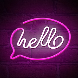 Neon LED valo HELLO vaaleanpunainen valkoinen Paristo + USB FLNE15 Forever Light