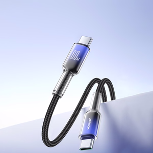 Joyroom S-A42 Crystal-Clear Series 60W USB-C - USB-C -kaapeli 1,2 m - musta