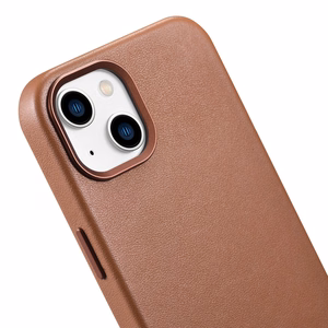 iCarer Kotelo Nahkakotelo Suojus iPhone 14 Plus ruskea (MagSafe-yhteensopiva)