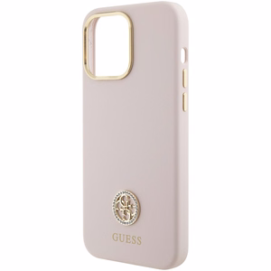 Guess Silicone Logo Strass 4G suojakuori iPhone 15 Pro Max:lle - vaaleanpunainen