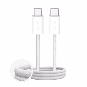 Puro Fabrik 4 240W punottu USB-C - USB-C 1m kaapeli - Valkoinen