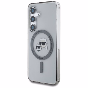 Karl Lagerfeld Button Karl & Choupette Heads Printed Logo MagSafe Alkuperäinen Pussi Samsung Galaxy S25:lle Musta