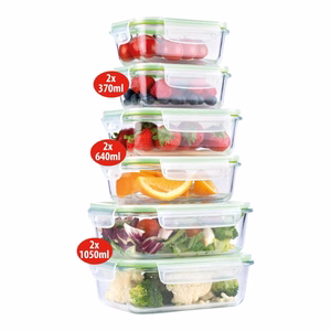 Alpina kannellisten lasisten elintarvikeastioiden sarja, 370 / 640 / 1050 ml, 6 kpl