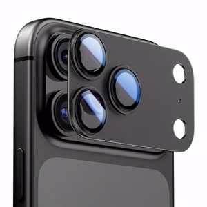 Musta alumiinista ja karkaistusta lasista valmistettu Tech-Protect CamFull Fit+ -kameramoduulisuoja Apple iPhone 18 Pro Max -puhelimelle