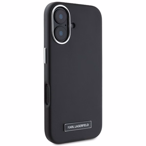 Karl Lagerfeld FW Metal Plate MagSafe iPhone 16 Plus Case - Black