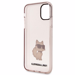 Karl Lagerfeld KLHCN61HNCHTCP vaaleanpunainen kova suojakuori iPhone 11 / Xr 6.1 Ikonik Choupette