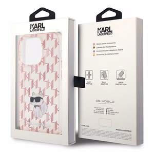 Karl Lagerfeld Monogram Choupette Suojakuori iPhone 15 Pro Max:lle - vaaleanpunainen