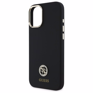 Guess Silikoninen Logo Strass 4G suojakuori iPhone 16:lle - musta