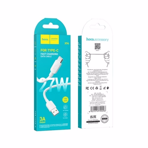 Kaapeli USB-A - USB-C Hoco PD 2,4A 27W 1 m X96 valkoinen