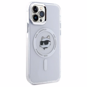 Karl Lagerfeld IML Metal Choupette Head MagSafe iPhone 12 Suojakuori - valkoinen